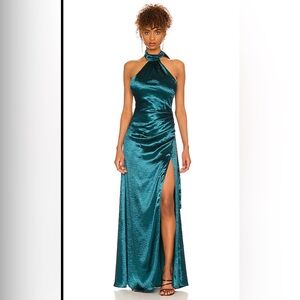 KENDALL GOWN 
Elegant Teal Halter Maxi Dress